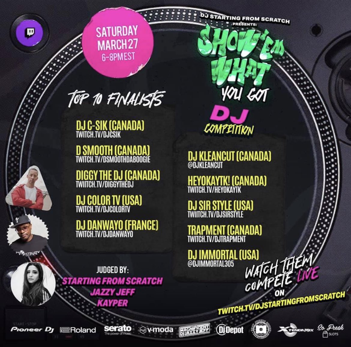 ScratchMiami's tweet image. 🤩🏆 Check out @djimmortal305 throwing down with some great DJs tomorrow night LIVE on @twitch ⚔️6PM EST. Gonna be fun!!! Tune in 🔥Big ups to DJ Starting From Scratch @djjazzyjeff @kayperofficial 😎