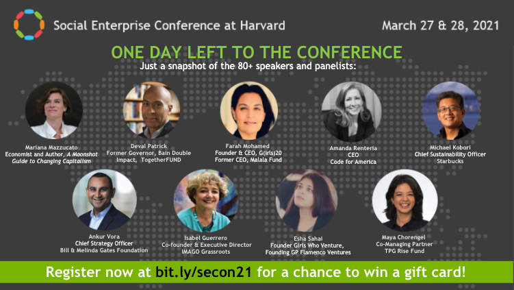 Phoenix_SCS's tweet photo. SEimpact: ONLY 1 DAY UNTIL THE SOCIAL ENTERPRISE CONFERENCE!! ​

 ​SECON kicks off tomorrow and will feature keynote conversations with Farah Mohamed, Mariana Mazzucato, and Deval Patrick. See the full agenda here https://t.co/neLIN5tgTF ​
​
Buy your ti… https://t.co/4MWzFuXISw