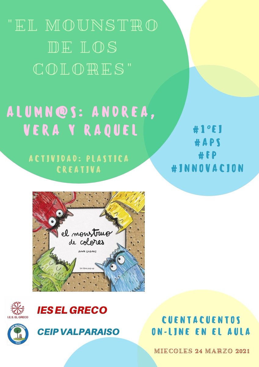 SagriLopez's tweet photo. Hoy me siento...  ¡Feliz y orgullosa! Enhorabuena a Vera, Raquel y Andrea por llenarnos de emociones. ¡Qué disfrute! @IESElGreco @Ceipvalparaiso #FPeducacióninfantil #innovación #APS #aulasdecuento https://t.co/PttCFc5QCJ