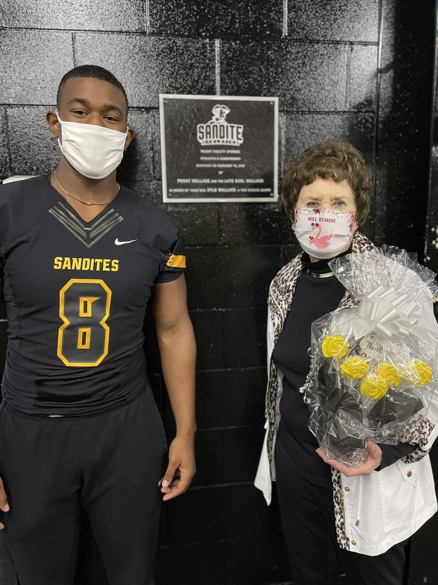 Ms. Peggy Wallace was on hand to see the new weight room and the newly hung plaque in honor of her late son Kyle Wallace, 1980 Alumni and football player. Peggy, and the late Earl Wallace made a donation that made this renovation possible! <a href="/SanditeAthletic/">Sandite Athletics</a> <a href="/SanditeStrength/">Sandite Strength</a>