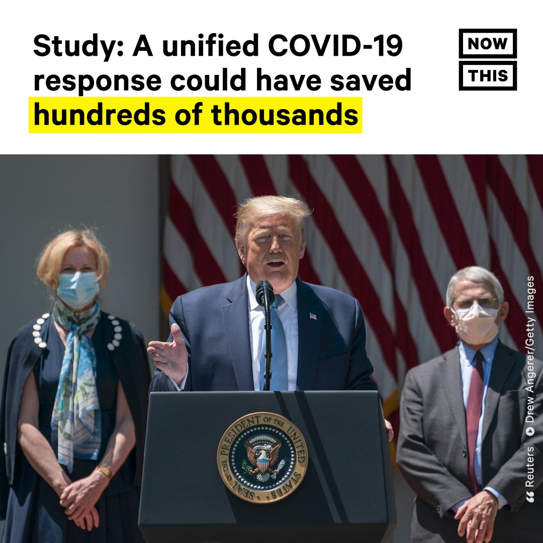 nowthisimpact's tweet photo. New research suggests that the U.S. could have kept COVID-19 deaths around 292,000—well below the 547,000+ deaths the U.S. has reached as of March 26, 2021—had there been unified adoption of mask-wearing, physical distancing, and testing guidelines by May 2020. https://t.co/iFK2nL216v