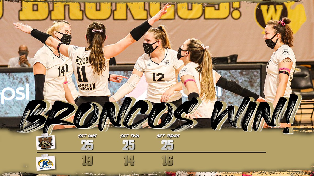 WMUVolleyball's tweet photo. In the words of DJ Khaled: "another one" 🧹

𝐁𝐑𝐎𝐍𝐂𝐎𝐒 𝐖𝐈𝐍!!!  #WeWillReign https://t.co/uhi4CFpS5O