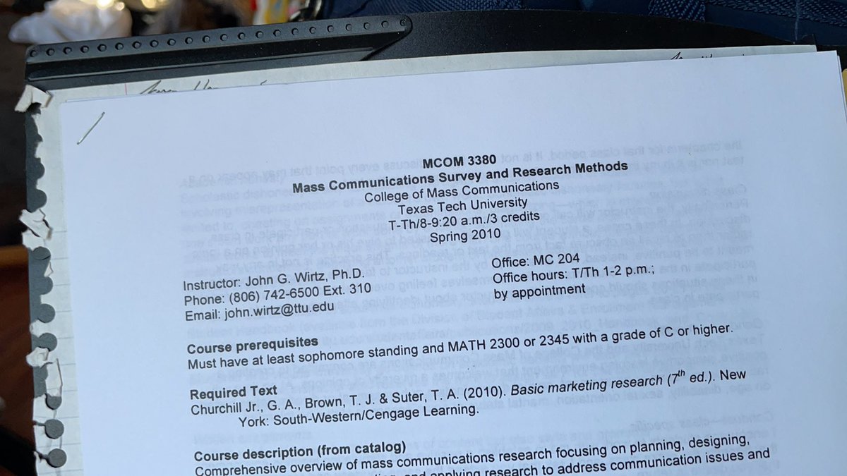 JasonHartline's tweet photo. @johngwirtz while purging I found this syllabus from your class! I can assume with confidence I was your favorite and most memorable student. https://t.co/I5OvZM4cEY