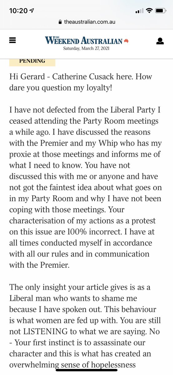 Gerard Henderson has accused me of “defecting” and being a “Liberal rebel” because I have spoken out on women’s issues. The exact opposite is true - I am trying to rescue the Liberal Party I joined in 1982 from the clutches of Gerard Henderson and his ilk.