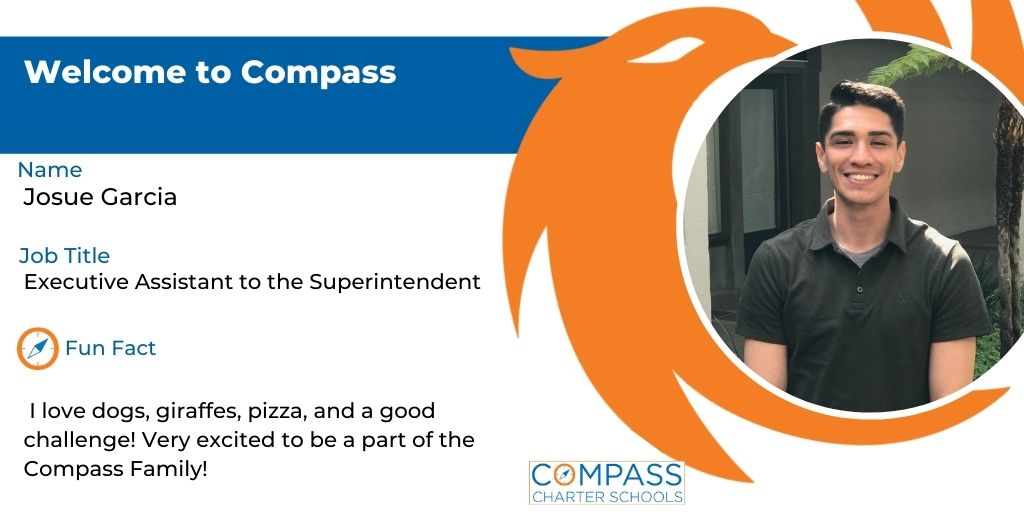 CompassCs's tweet photo. Let's give a warm #Compass welcome to Josue! He has joined our #CompassFam as the Executive Assistant to the Superintendent @lewis1jj! 

#WelcometoCompass #CompassExperience #ChooseCompass https://t.co/Mpr3kTTour