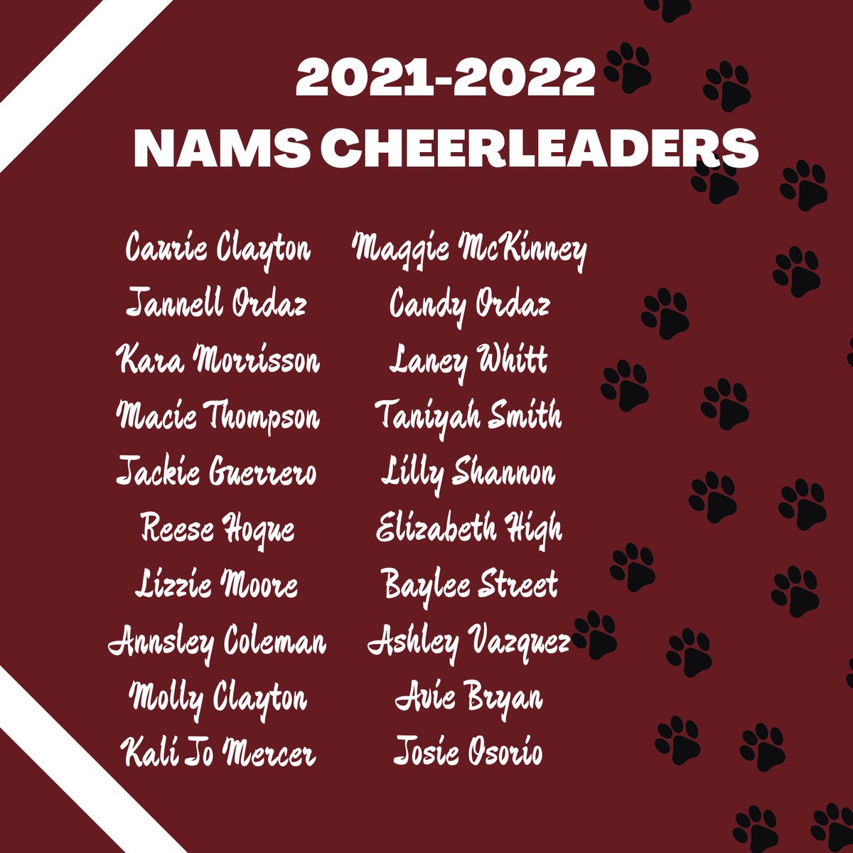 naschoolupdates's tweet image. Congratulations to the NAMS Cheerleaders for 21-22!