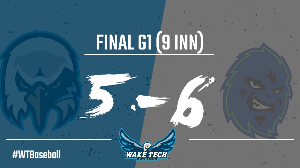 waketechbsb's tweet photo. [SCORE ALERT] #WakeTech and @CCCYeti_BSBL split today's DH with the Yetis taking G1 6-5 and the Eagles taking G2 8-1.  The Eagles will look to take the rubber match on Saturday at noon at McNair Field in Forest City, NC. #WTBaseball #WTEagles https://t.co/WcE3TO4QC5