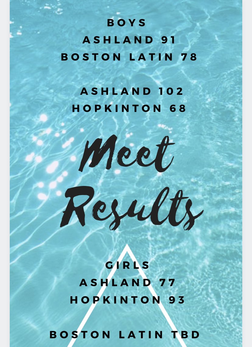 Results are in! Girls Boston Latin meet will be scored tomorrow. #amazingswims #hugesrops <a href="/ClockerAD/">Ashland Athletics</a> <a href="/TVLSportsMa/">TVL Sports Updates</a> <a href="/MetroWestSports/">Daily News Sports</a>