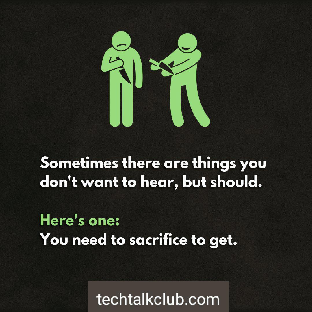 TechTalkClub21's tweet image. Everything comes with a price. ⁠If you don&apos;t sacrifice for what you want, what you want will be the sacrifice. 💁‍♂️⁠
⁠
Thoughts? 
⁠
#business #entrepreneur #keytosuccess #sacrificetoget #businessdevelopment #personalgrowth #successtip #businessmotivation #moneymotivation