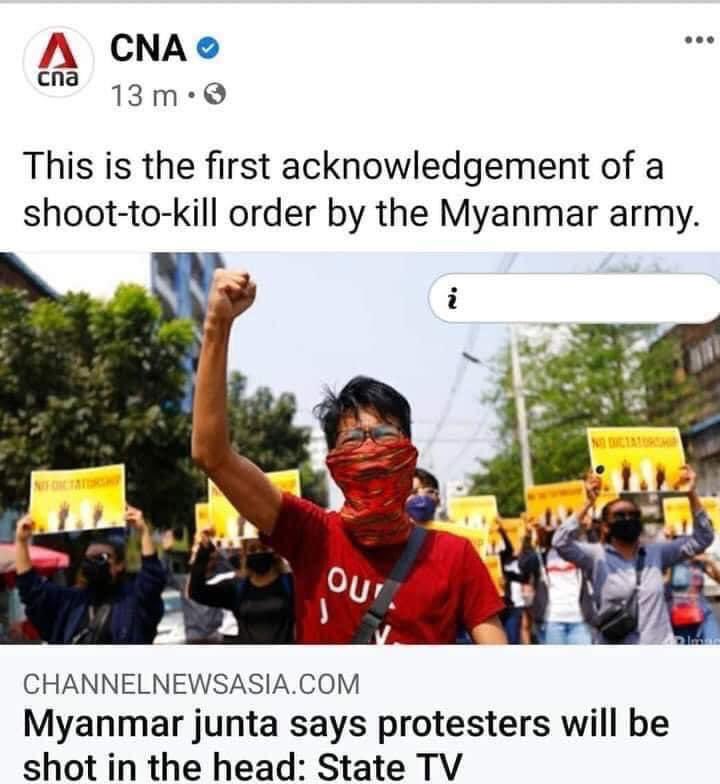 Sandar03803545's tweet photo. THIS IS THE ACKNOWLEDGMENT FOR ICC / ICJ.

JUNTA TERRORIST THREATENED TO SHOOT AND TO KILL  UNARMED PROTESTERS IN THE HEAD OR THE BACK.

#WhatsHappeningInMyanmar
#CrimeAgainstHumanity

https://t.co/gMs2DeY331 https://t.co/8AN3JKAlhY