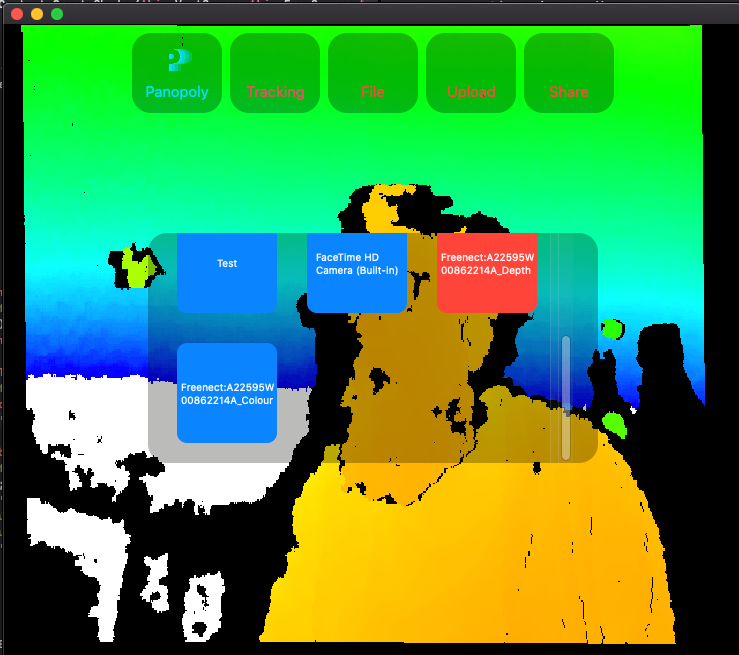 panopolycapture's tweet photo. Our capture software has gone a bit more cross platform than planned...
Mac version now working (with kinect1 &amp; 2), running off the same SwiftUI as ios, and same app code as ios, windows, pi, nvidia jetson https://t.co/3USWbc9R0P