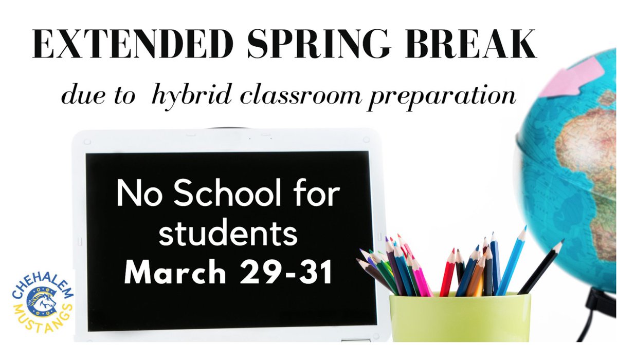 ChehalemElem's tweet photo. Students return to CDL (online Zoom) learning Thursday, April 1, 2021. https://t.co/Qx4s8KOzDq
