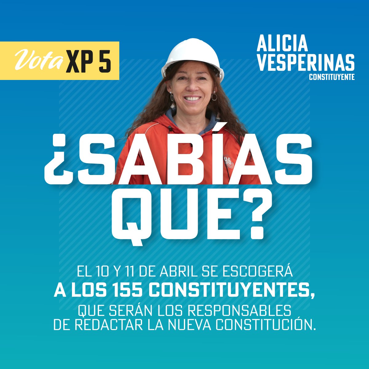 Serán 155 los constituyentes y yo quiero representarte #VotaXP5 #distrito25