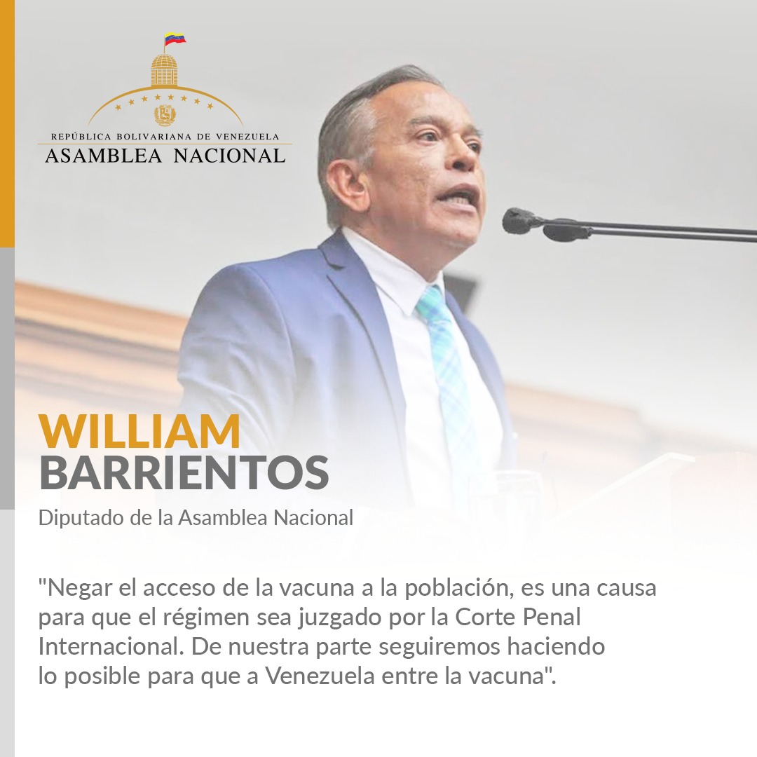 Dip. <a href="/WBarrientosV/">William Barrientos</a>: "Vemos con dolor el número de compañeros fallecidos en el equipo de salud, que se pudieron haber evitado si el organismo rector de salud, habrían preparado con tiempo un plan de salud". #UrgenVacunasEnVzla