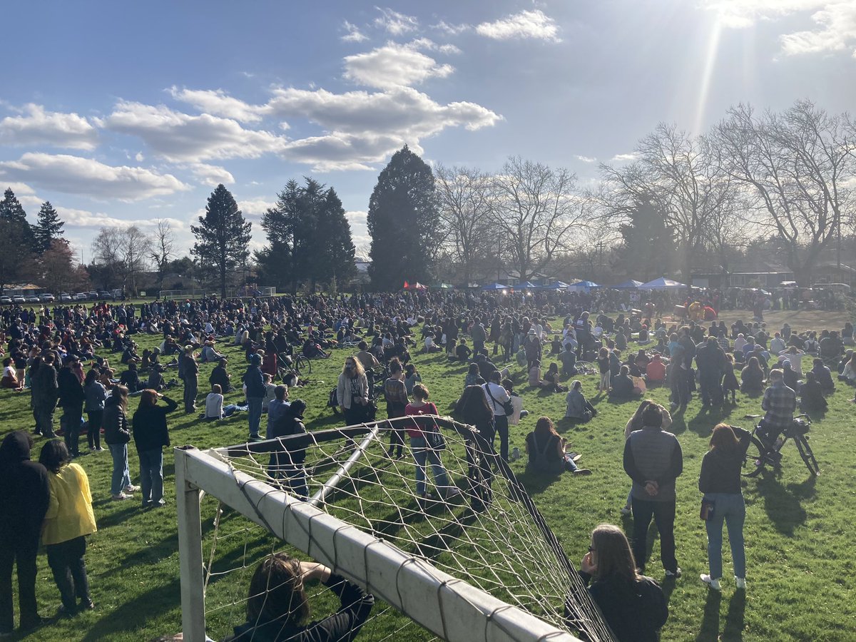 mirkwork's tweet image. I’m at the #StopAAPIHate community rally at Harrison Park here in Portland right now and it’s huge!! No idea how many people are here, but the park is full of families.
