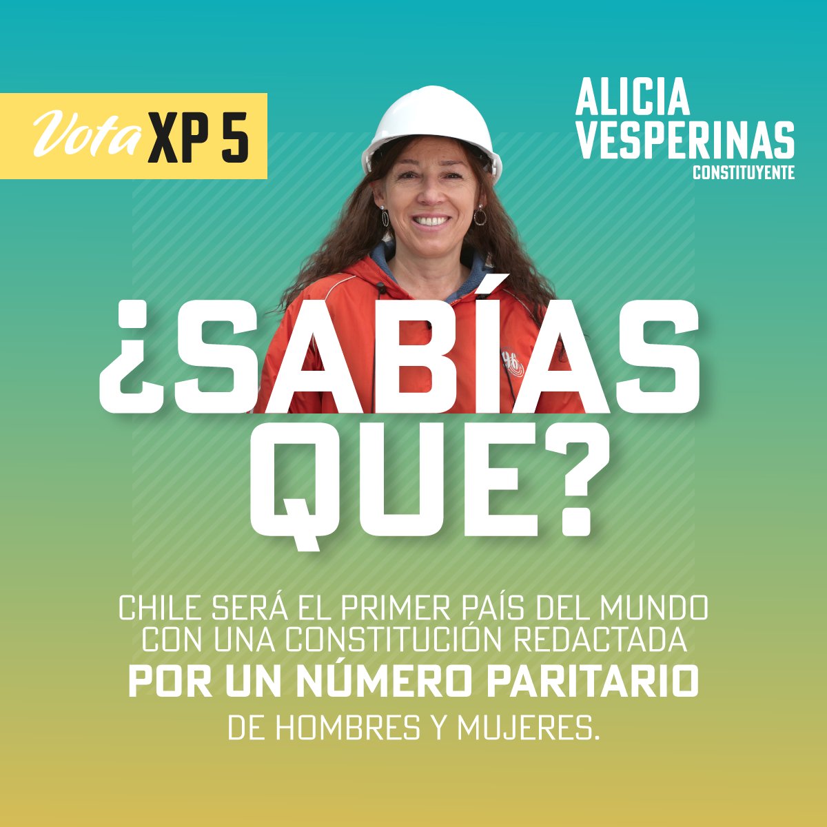 Nuestro país puede ser el primero del mundo con una Constitución redactada con paridad entre hombres y mujeres. #nuevaconstitucion