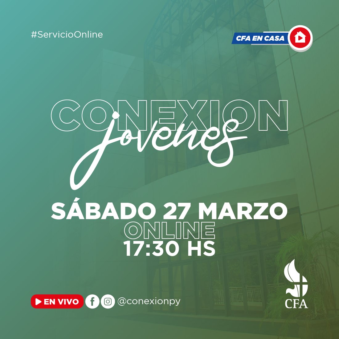 IglesiaCFA's tweet photo. Este sábado te esperamos ONLINE a las 17:30 hs 👈🏻🤩⁣
⁣
Conectate a las redes de CXN a través del link en @conexionpy 🥳🙌🏼

#CxnPy #Conexion #IglesiaCFA #CFAenCasa #ServicioOnline #CongregateOnline #ConexionOnline https://t.co/BEVIcfI34p