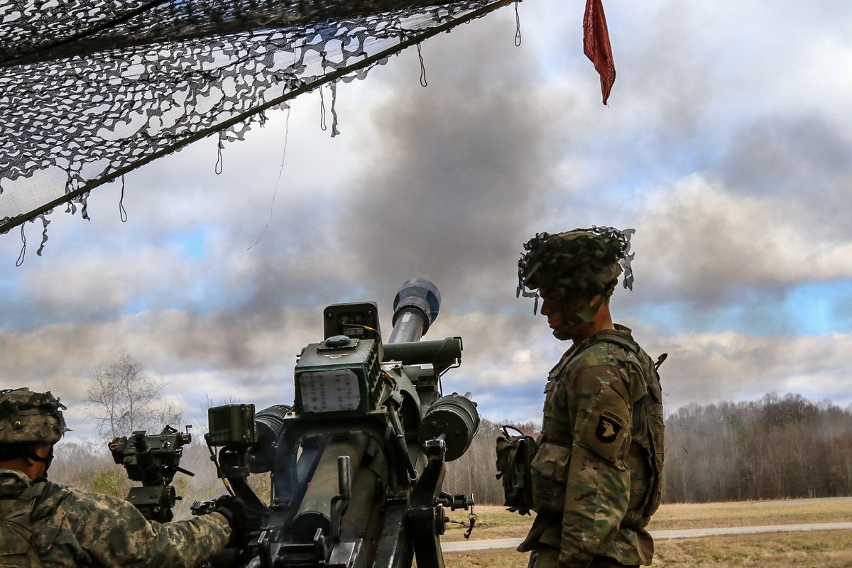 101Bastogne's tweet photo. The Proud Americans from @2_32_FAR dominated their Table XII Gunnery. These red legs are ready to to provide accurate, rapid, and lethal indirect fire in support of operations anywhere in the world. @101stAASLTDIV @18airbornecorps @FORSCOM #FridayMotivation #ReadyNow https://t.co/twQ4LNxjsT