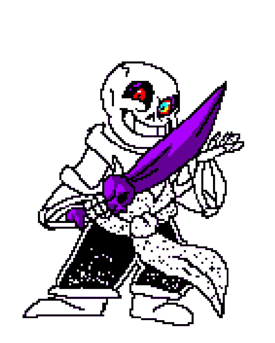 Veggieboi0's tweet photo. (this was supposed to be posted WAY earlier but i forgot to do it so here)
Sorta old but i kinda wanted to do my take on dusttrust
Not that original but it was mainly to make it more badass(for me) amd for me to make more poses
#dustrust #undertale #sans #undertaleau #pixelart https://t.co/SI38RheDPh