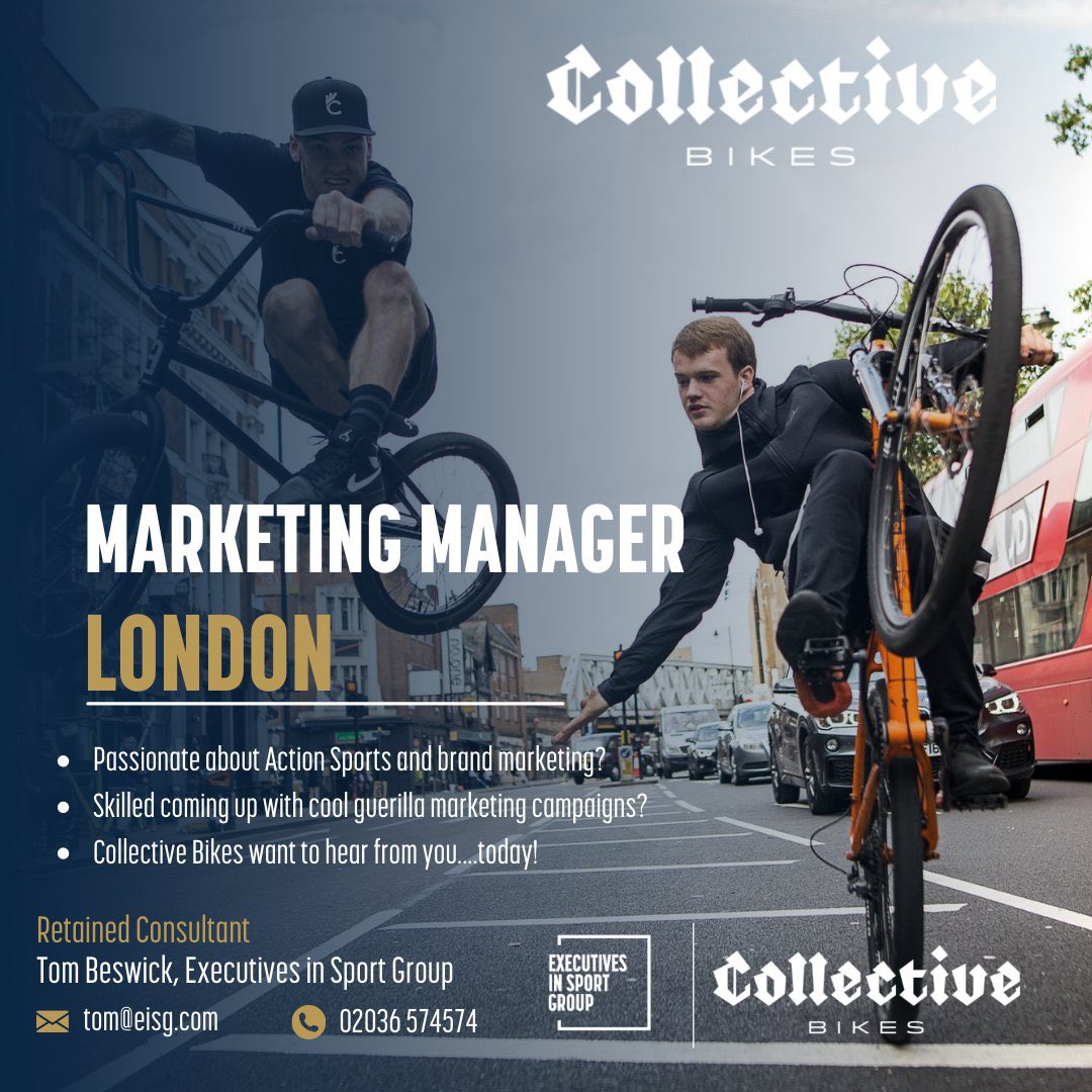 MARKETING MANAGER WANTED // LONDON | If this job is for you please submit via the email below. #collectivebikes