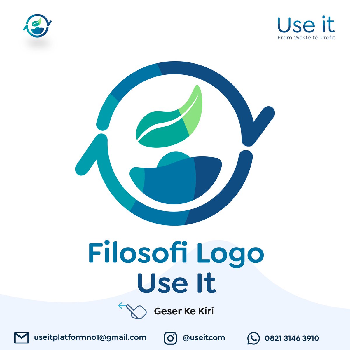 useitcom's tweet photo. Selamat pagi, Use Sob! Semoga Use Sob dalam keadaan sehat selalu ya. Hari ini mimin mau menjelaskan mengenai filosofi logo Use It. Apakah Use Sob bisa menebak apa filosofinya? #sekilasuseit #useit #fromwastetoprofit #sampahjadiuang https://t.co/iWpi1dfv98
