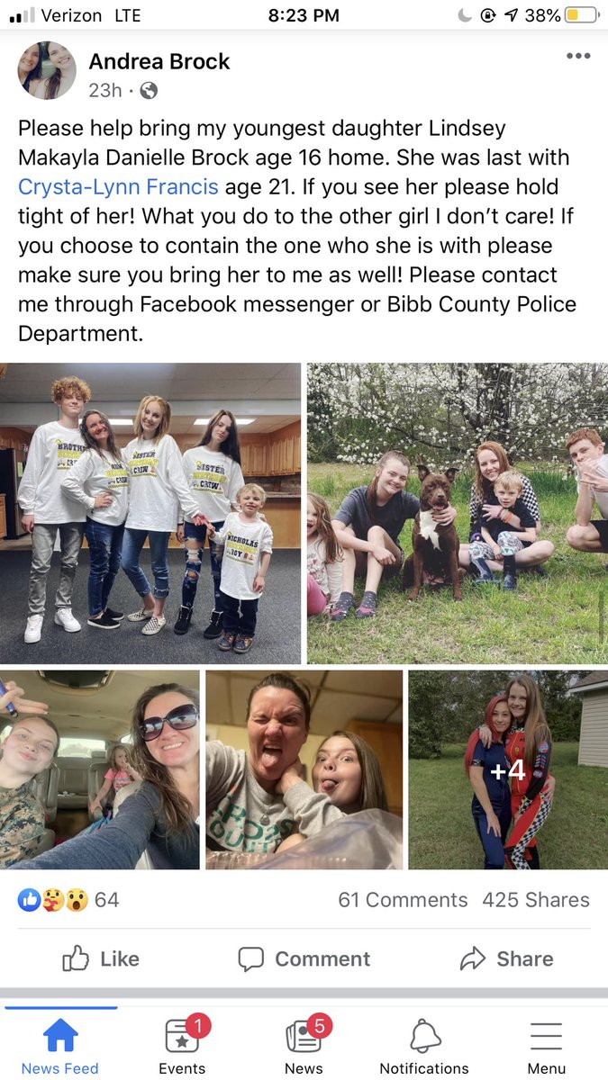 jleetbh's tweet photo. Lindsey Brock is missing from Macon, GA. She’s 16 &amp; her 21 y/o ex gf picked her up from a friends house and she hasn’t been seen since. https://t.co/f8NZuNd1zf