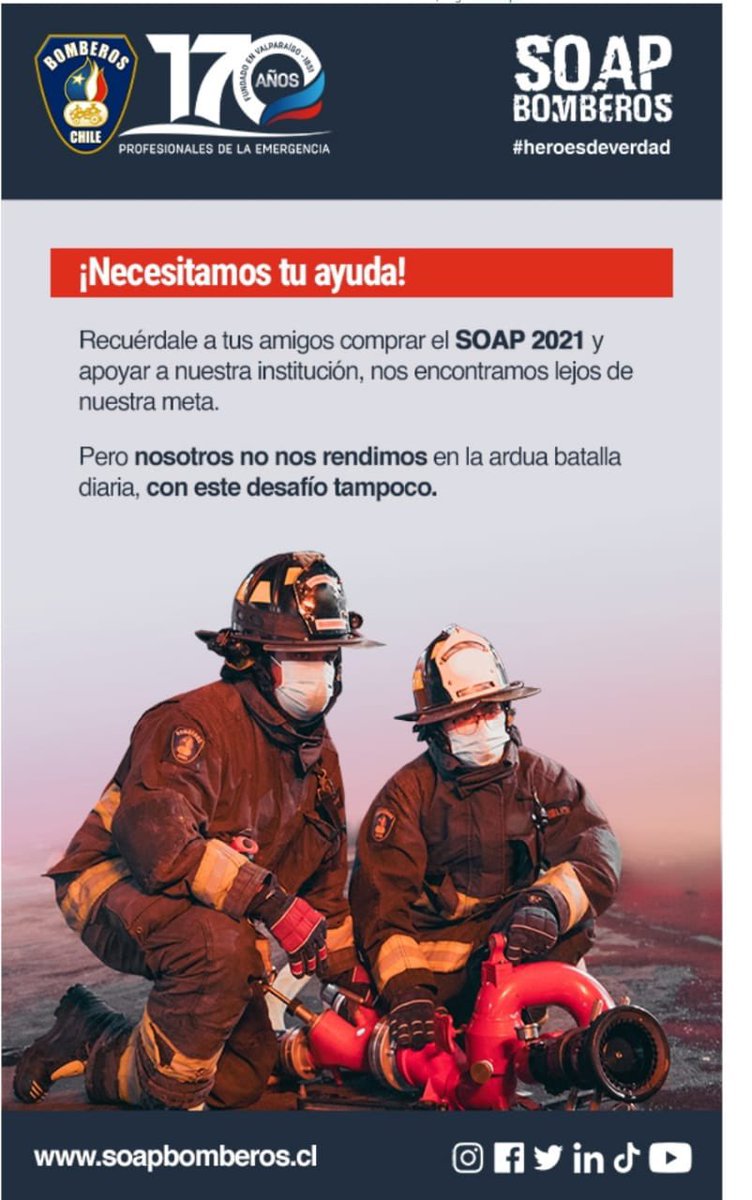 DecimaBomberos's tweet photo. 🚒💨💨💨 ayúdanos a ayudarte , compra tu SOAP en https://t.co/QqJgoYbfO6 y realiza tu aporte 👩‍🚒👨‍🚒 https://t.co/lvdsvvYNVH