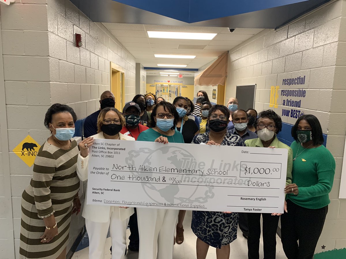 Wow!!! North Aiken is so excited to accept this generous donation from The Links, Inc for new playground equipment! Our School Improvement Council and Community, working together for our Bear Cubs!