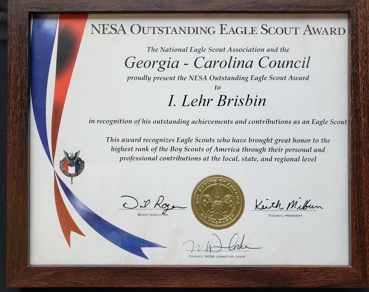 UGASREL's tweet photo. Congratulations to #UGASREL's Dr. I. Lehr Brisbin on receiving the BSA Outstanding Eagle Scout  Award from the Georgia-Carolina Council for his work as an ecologist and BSA youth programs. #CommitTo science and community service. https://t.co/3H2jfFU77S