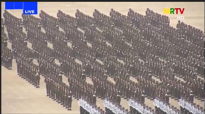 poppymcp's tweet photo. #Myanmar army chief Min Aung Hlaing has arrived at the Armed Forces Day parade in Naypyitaw, to the sound of a brass brand. Last night, state media warned protesters against his coup would be shot in the head.

#WhatsHappeningInMyanmar https://t.co/y5NKLLOcNw