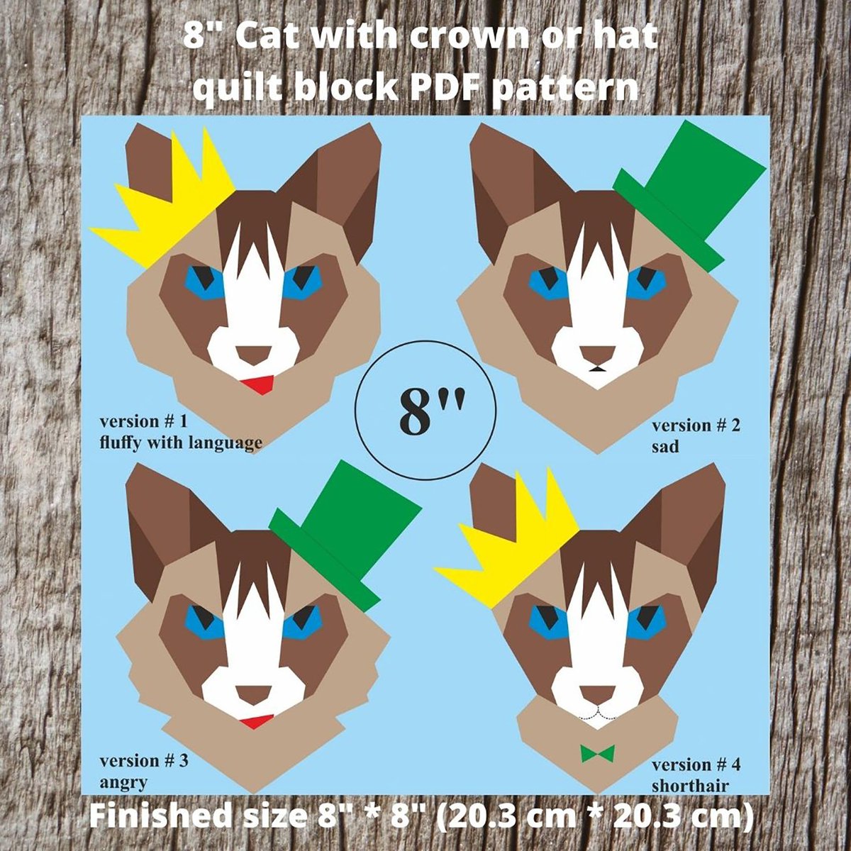 selenakirov's tweet photo. Excited to share the latest addition to my #etsy shop: 8" Cat with crown or hat quilt block PDF pattern - 4 versions with variations https://t.co/FgYYSXYKMj #birthday #easter #crossstitch #catquiltpattern #catquiltblock #catinhat #catincrown #quiltblockpattern #quiltpd https://t.co/teIexvSQP8