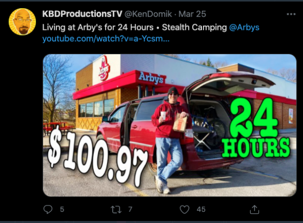 the_infochannel's tweet photo. @BurgerKingCAN @McDonaldsCanada @TimHortons @WendysCanada @kfc_canada @PopeyesChicken @tacobell @PizzaHutCanada @MaryBrowns @FirehouseSubs ATTENTION KEN DOMIK OF KBDPRODUCTIONSTV WILL BE STEALTH CAMPING FOR 24HRS @ YOUR LOCATIONS BE WARNED.......... https://t.co/0hkMDMFsOo