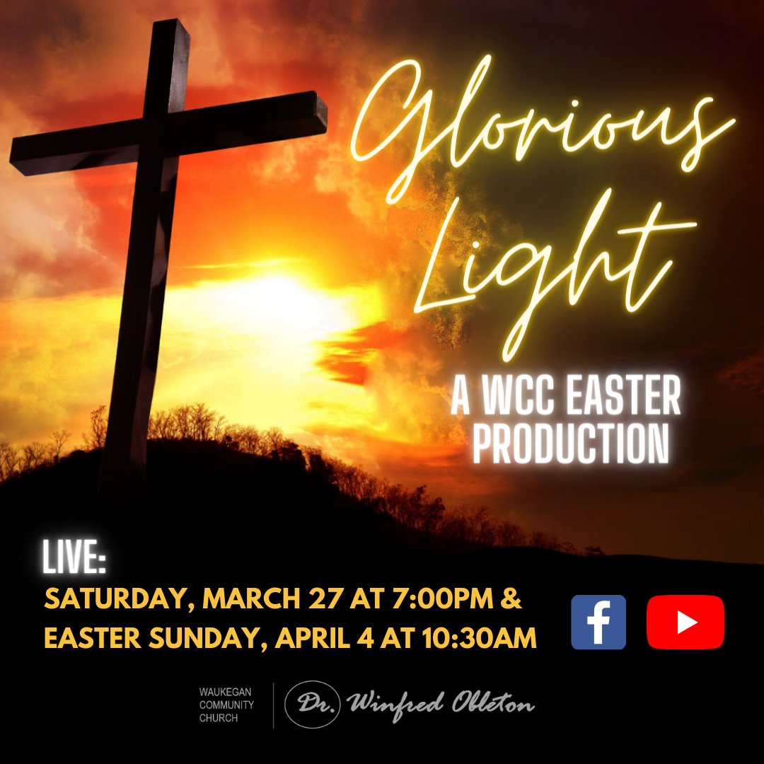 WaukCommChurch's tweet photo. Tomorrow! Join us at 7pm for our Easter play, "Glorious Light" right here on Facebook live. https://t.co/Rl3dnOmzUv