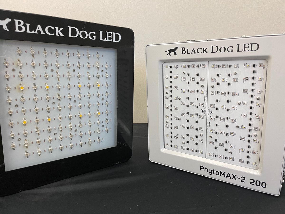 BlackDogLED's tweet photo. We’ve been in business 10 years now and we’ve come a long way! On the left is a picture of our first original Universal series! On the right is our current PhytoMAX- 2 200!
#throwbackthursday #blackdogled #ledgrowlights #growerslife https://t.co/r2HldXBffr