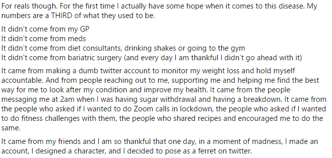 TheChunkyFerret's tweet photo. For reals guys. Today marks 6 years since my T2 diagnosis. I made a long ass Facebook post about it but for you guys... I legit couldnt have done this without you. I can't tag you all but thank you. Every single one of you. https://t.co/C5pFVtQ7od