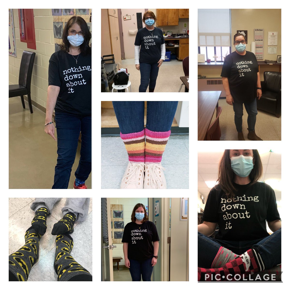 alcdsb_cart's tweet photo. A fun day celebrating a (belated) World Down Syndrome Day! Rockin our socks and sporting our “Nothing Down About It” shirts! #Worlddownsyndromeday2021 #nothingdownaboutit @HealeyHeather @alcoates2 @msnicoleboyce @jilldemille https://t.co/fsxvAWglHv
