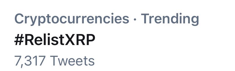 CryptoBull2020's tweet photo. #RelistXRP trending right now! https://t.co/aBDa1HGgcu