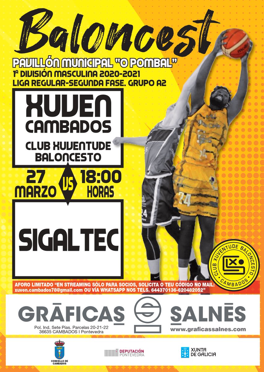 xuven's tweet photo. #AutMas 🏀 PARTIDO
Vuelve la competición de nuestro senior masculino y, con derbi... En O Pombal
#ForzaXuven
#Non
@Xunta  
@depo_es  
@C_Cambados https://t.co/EM9P9KFfrj