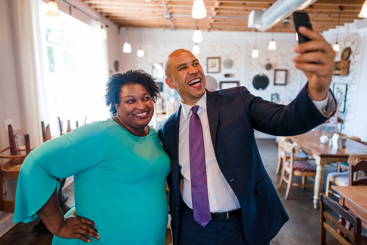 CoryBooker's tweet image. I am forever in awe of my friend @StaceyAbrams. They may try and stop her movement for voting and civil rights—but still she rises. She is the latest in a long line of Georgia heroes to this fight for our democracy, justice and equality for all. #WomensHistoryMonth