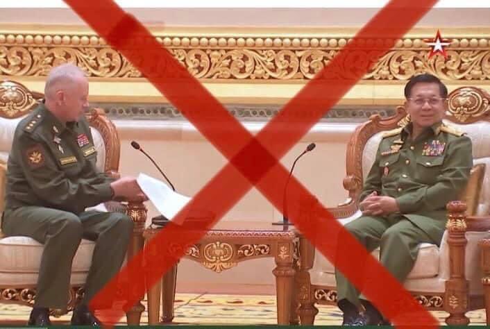 ZinLinAung1992's tweet photo. Shame on you, Russia!
We strongly condemn the Russian government for interfering in Burma's internal affairs.  The Burmese people do not welcome the Russian Deputy Commander-in-Chief to visit Burma.
#ShameOnRussia
#RejectMilitaryCoup #CrimesAgainstHumanity
#SaveMyammar https://t.co/CCrCDqGw06