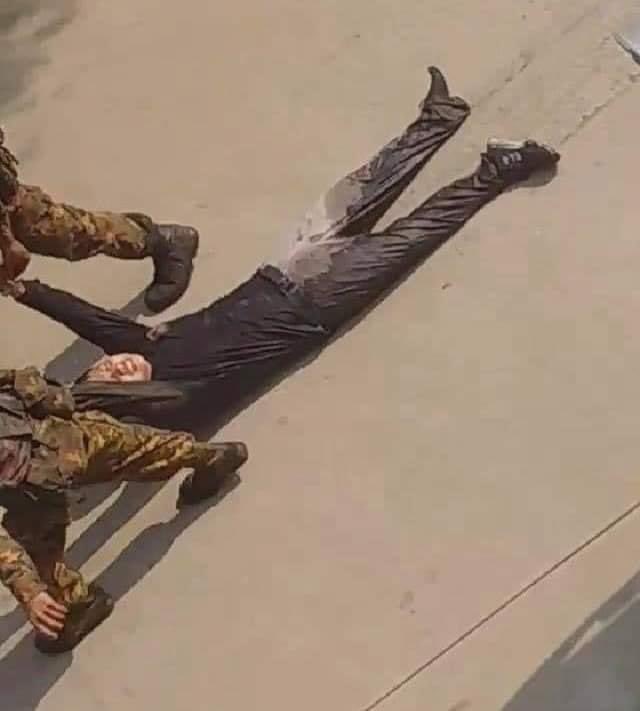 SoeHoneyCho's tweet photo. All towns and cities in #Myanmar are under the barbaric crackdown by the junta's  bloodthirsty troops as the nationwide anti-coup protests are taking place today.

Several civilians were shot to death, and gunshots are being heard everywhere.

#WhatIsHappeningInMyanmar
#Mar27Coup https://t.co/gJ34H51WmU