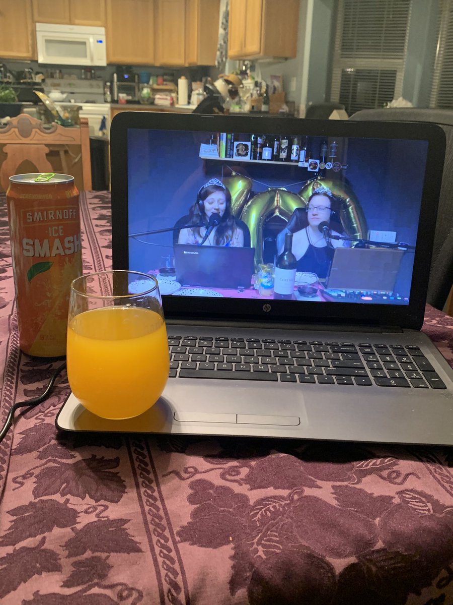 Mlinschied's tweet photo. Celebrating 100 episodes of these pretty pretty princesses! I may not be in my princess outfit but I am in my WAHP shirt and drinking out of my new wine glass!!! @WaH_Pod https://t.co/PVWsnshgMf