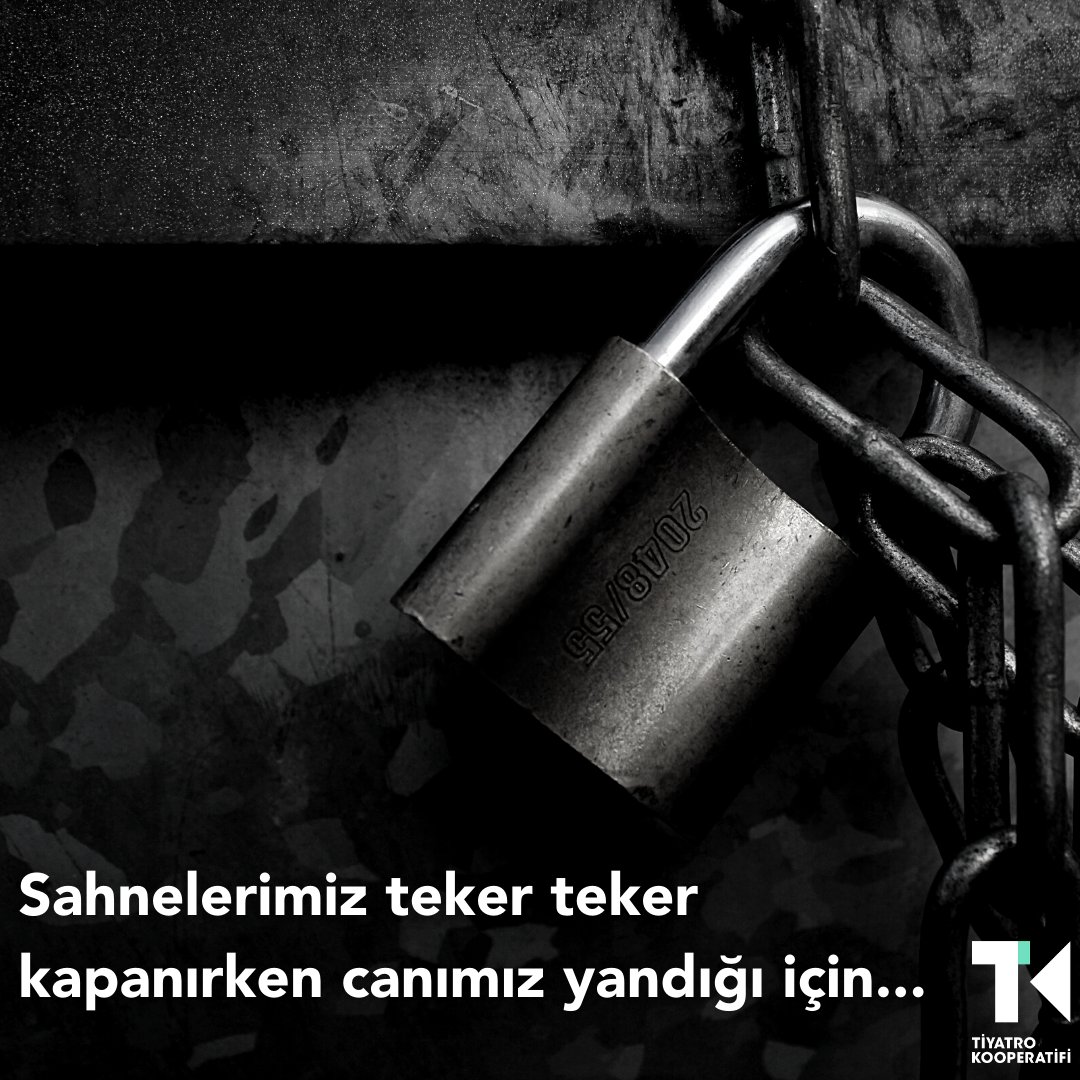 TiyatroKoop's tweet photo. Bu yıl “27 Mart Dünya Tiyatro Günü Kutlu Olsun” diyemiyoruz. Tiyatrolarımızı yaşatabilmek için #AcilÇözümÇağrısı yapıyor; ilgili tüm kamu kurum ve kuruluşlarını sorumlu davranmaya ve kalıcı çözümler üretmeye davet ediyoruz. @TCKulturTurizm @ticaret @HMBakanligi @ibb_kultur https://t.co/qrfZvaf7BK