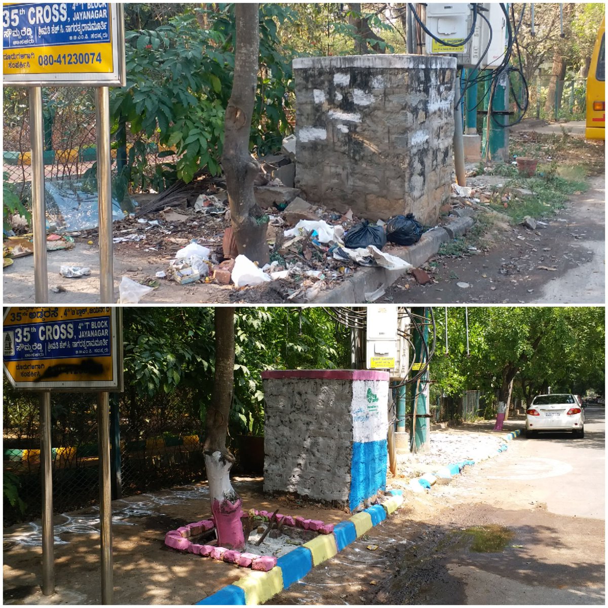 archanakra's tweet photo. Today our @ReapBenefit #SolveNinjas fixed black spot near 35th cross. Jayanagar4th. Our SolveNinjas engaged local govt and did investigation on how multiple local bodies n citizens are responsible for black spot.We got support from #BBMP #BESCOM and neighbours
#Clean100Campaign https://t.co/qOK3tsKvmM