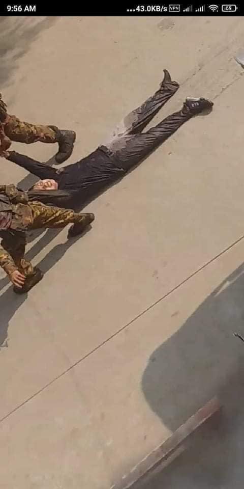 IrrawaddyNews's tweet photo. At least two civilians were seriously injured as junta forces dispersed anti-regime protesters at the Yuzana Garden Housing complex in Yangon’s Dagon Seikkan Township on Mar. 27 using live ammunition and stun grenades. (Photo: CJ) #WhatsHappeningInMyanmar https://t.co/gANAuppWj6
