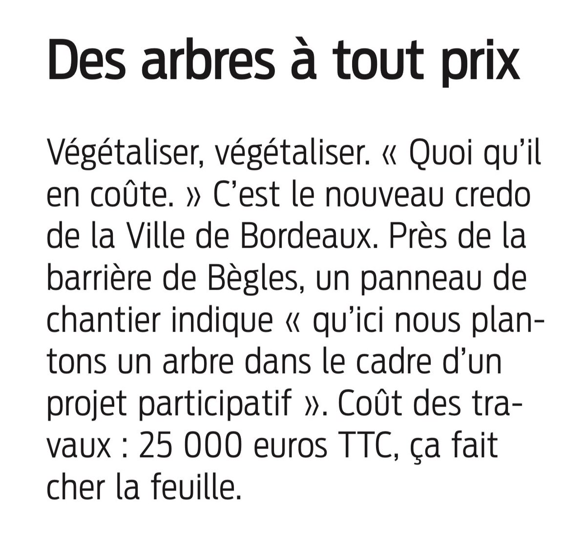 Sanchez_Pascal's tweet photo. 💰🌳 Encore plus fort que les arbres à 20 000 euros de Pey Berland : l’arbre à 25 000 euros de la barrière de Bègles. 

#Bordeaux #EnferVert #EELV #Hurmic https://t.co/PSt2JWiKLe