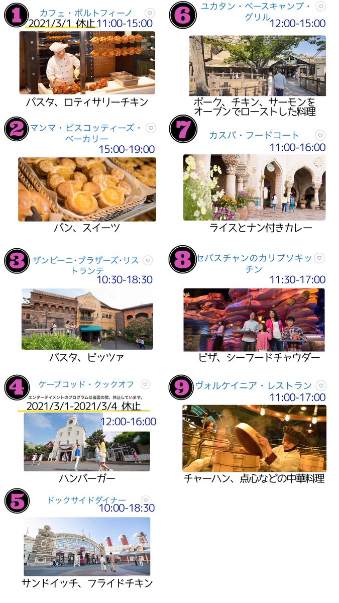 kyonmap's tweet photo. ディズニーシーの営業中レストランと営業時間をまとめました！(〜3/31)
大好きなニューヨークデリが3/30〜
一足早く復活⁉️🗽🥪🇺🇸
#ディズニー #ディズニーシー #TDR_food #TDR_now #TDS_now https://t.co/aajYwKkxRG