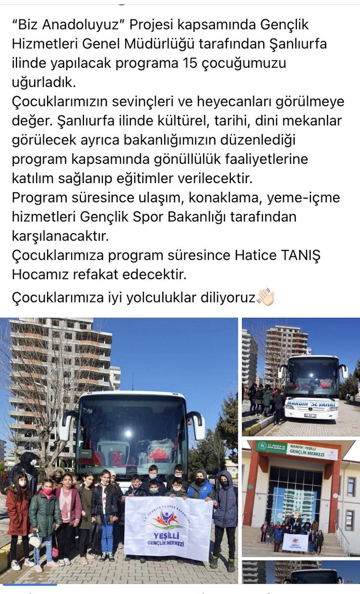 yesilligencliks's tweet photo. “Biz Anadoluyuz” Projesi kapsamında Gençlik Hizmetleri Genel Müdürlüğü tarafından Şanlıurfa ilinde yapılacak programa 15 çocuğumuzu uğurladık.
Çocuklarımızın sevinçleri ve heyecanları görülmeye değer. https://t.co/UBxzslofaC