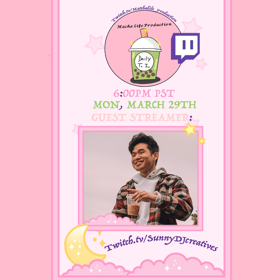 MatchalifeP's tweet photo. Can't wait to #interview the #Music  #streamer 
@theSunnyDJ ! (https://t.co/VKHW2mH0Q6) #Monday at 6PM PST!!! Please Come Watch the #DAILYTI on  (https://t.co/ak1XiFt4Kb) please come and say hello!!! 
Instagram: https://t.co/cQeDkk9AtF https://t.co/El076w0zcd