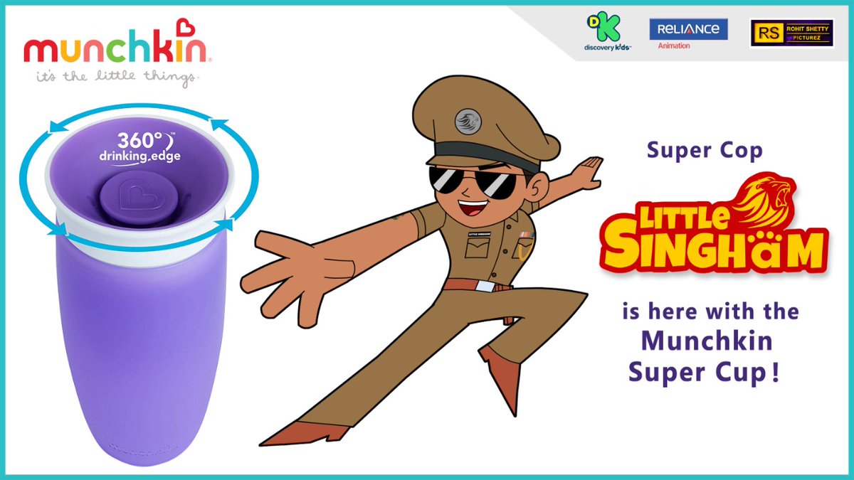 SUPER COP LITTLE SINGHAM IS HERE WITH THE MUNCHKIN SUPER CUP!

Priced at Rs.599, you can buy the Munchkin's 360˚ Miracle Cup here firstcry.com/munchkin/2/0/9…

#LittleSingham #LittleSinghamAndFriends #DiscoveryKidsIndia #bhandaretejonidhi 
#reliancefdpl
#relianceanimation
